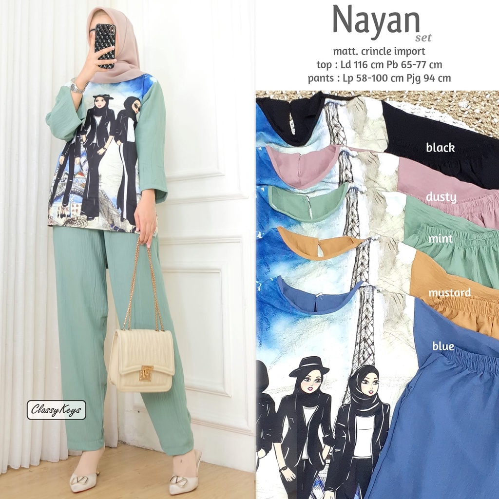 Recomended Nayan Set bahan crinkle best seller set wanita murah setelan wanita