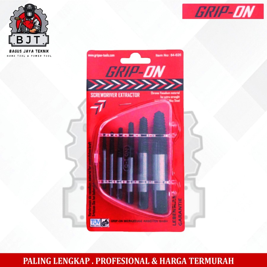 GRIP ON 6 PCS HAND TAP BALIK PEMBUKA BAUT RUSAK - SCREW EXTRACTOR SET