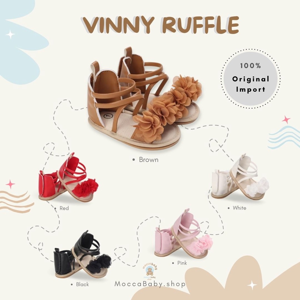 MBSS - PREWALKER Sepatu Anak Bayi Baby Shoes Sandal Casual Socks Anti Slip Bahan Import / VINNY RUFFLE