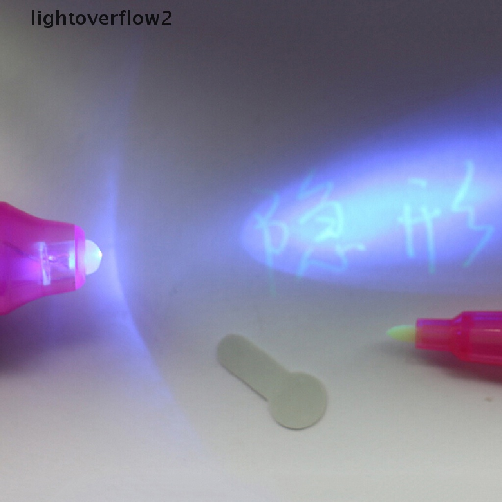 (lightoverflow2) Pena Marker Tinta Invisible Dengan Lampu LED Ultra Violet (ID)