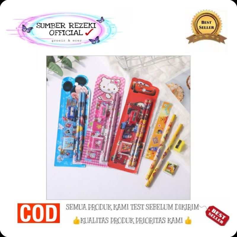 

SR - Stationery set alat tulis 5in 1 karakter mini stationery perlengkapan sekolah anak karakter kartun unik lucu