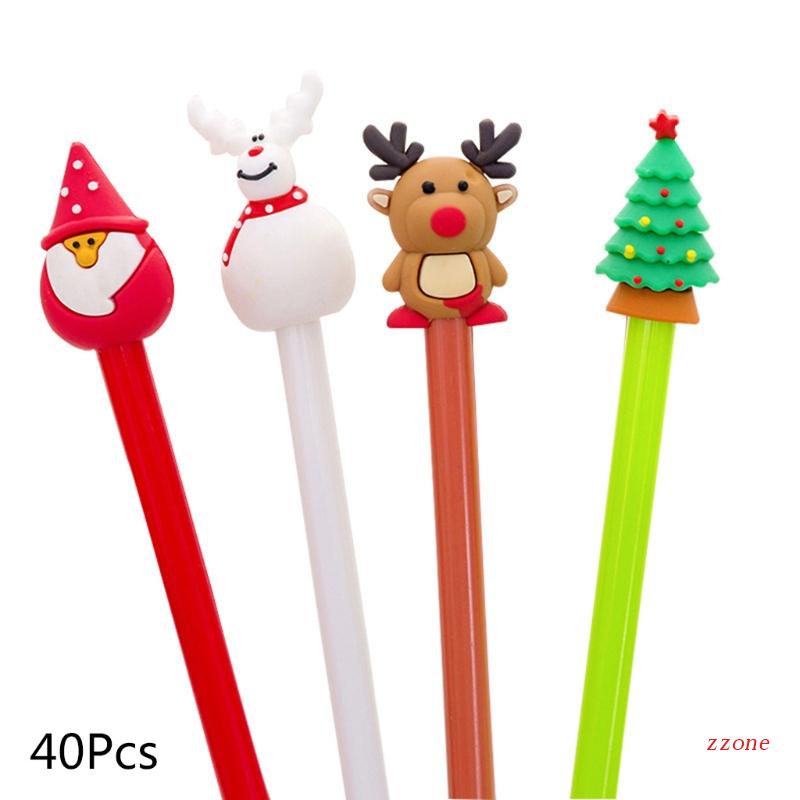 Zzz 40Pcs / Set Pulpen Gel Hitam 3D Untuk Hadiah Natal