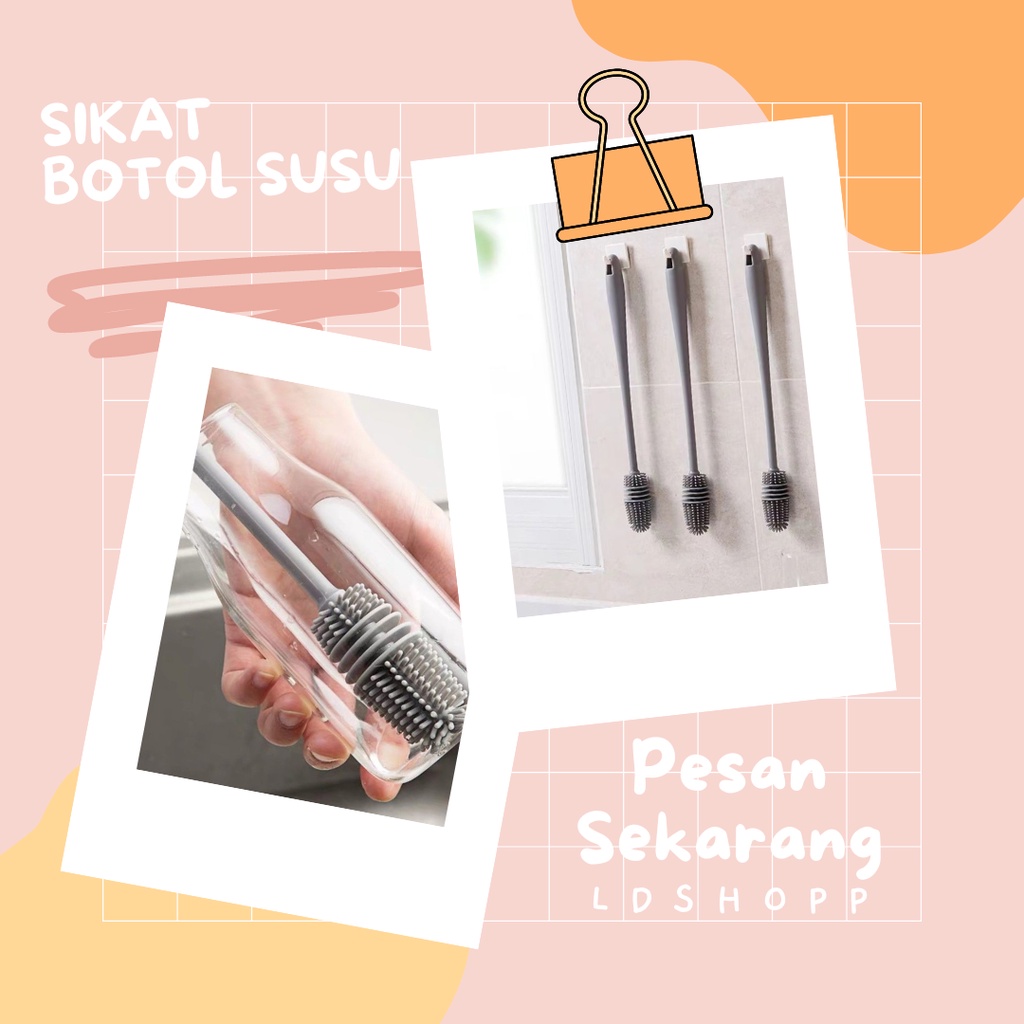 LDS Sikat Botol Susu Silikon / Brush Gagang Panjang / Pembersih Alat Rumah Tangga / Bottle Silicone Brush