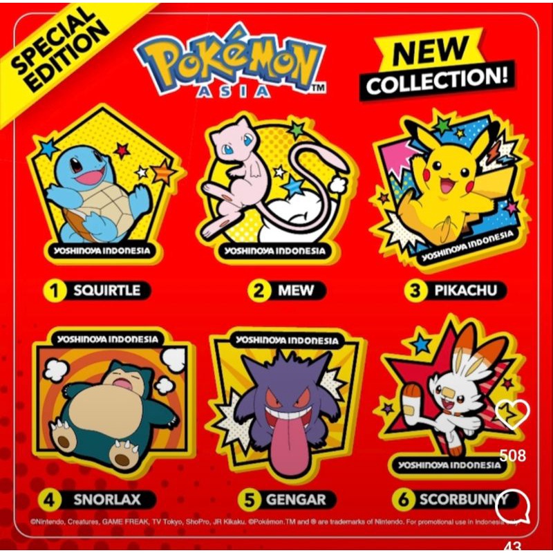 Fridge Magnet Pokemon Yoshinoya Satuan atau Perpcs periode 2