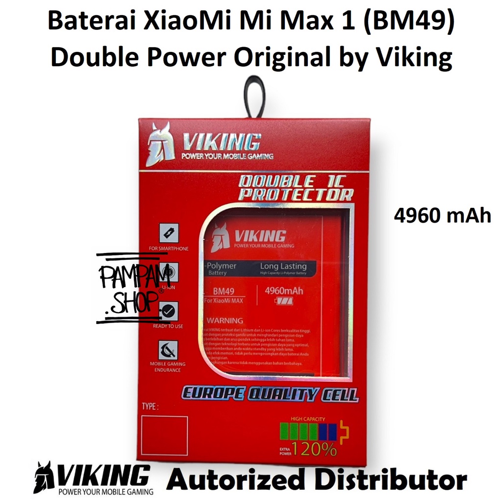 Baterai VIKING Double Power Original XiaoMi Mi Max 1 BM49 Batre Batrai Battery Handphone Ori BM 49