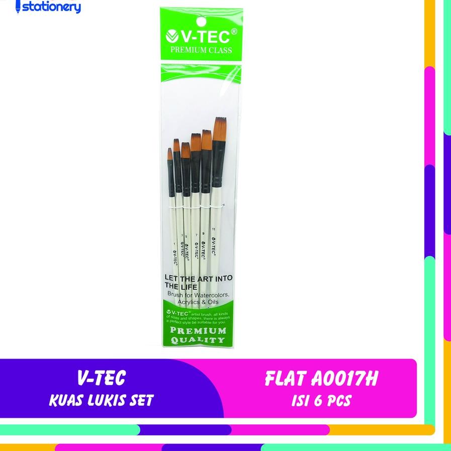 

limited Edition✔️V-TEC KUAS LUKIS SET FLAT A0017H ISI 6 PCS|SQ5