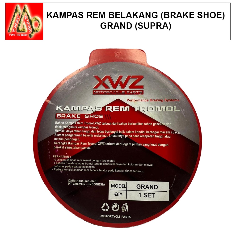 Supra (Grand) / Kampas Rem Belakang (Brake Shoe) (Kain Rem Belakang) / XWZ