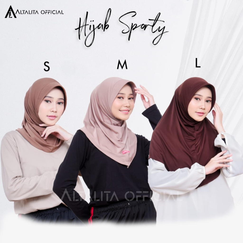 Altalita - Hijab Bergo Sport Instan All Size Ukuran S M L | Jilbab Sekolah SD SMP SMA Instan Menutup Dada Terbaru | Kerudung Sporty Instan Olahraga Volly Futsal Basket pet Antem Bahan Jersey Premium