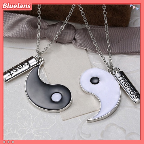 2 PCS/Set Kalung Persahabatan Dengan Liontin Bentuk Yin Yang Tai Chi terpisah Untuk Hadiah