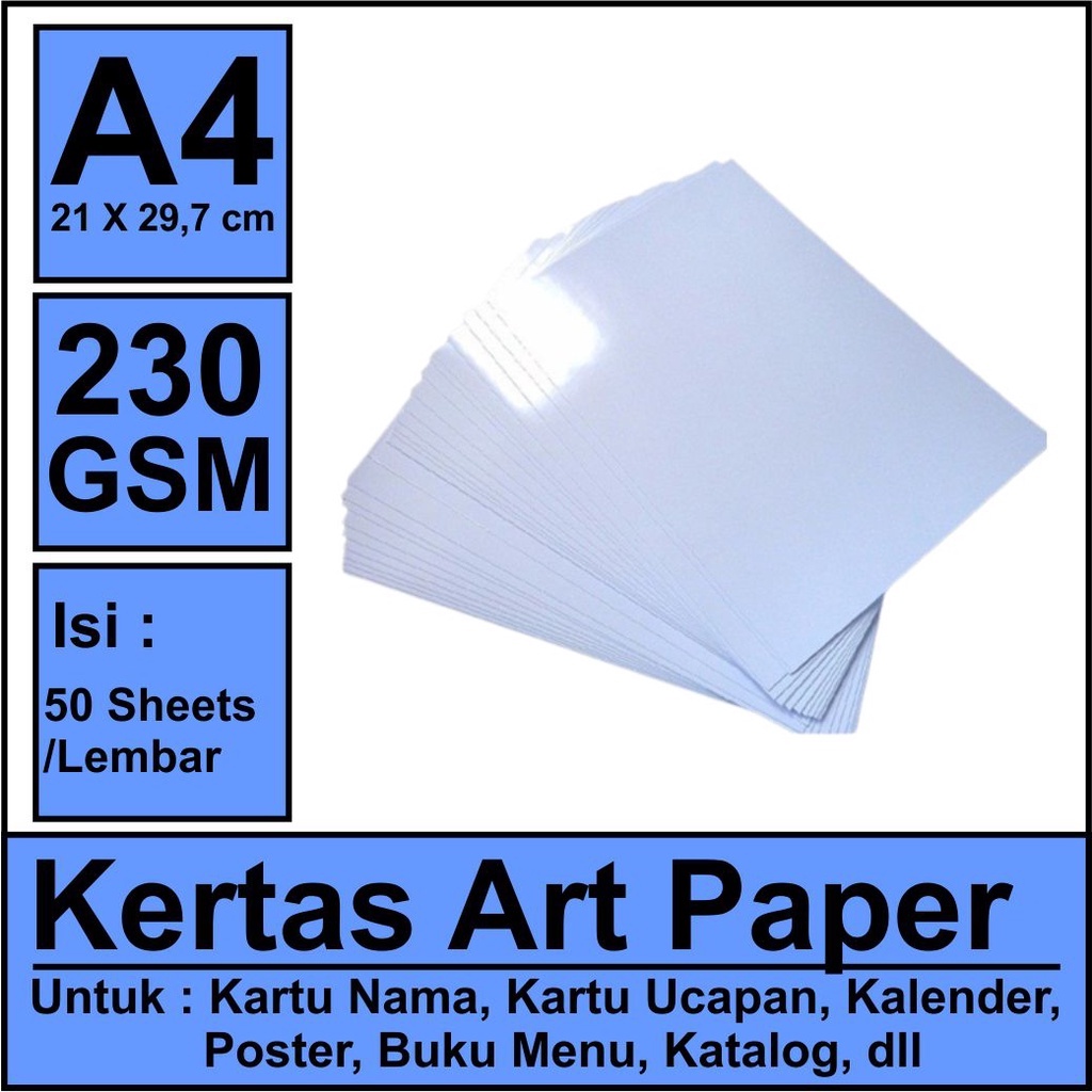 

Kertas art Paper A4 230 gram / 50 Lembar