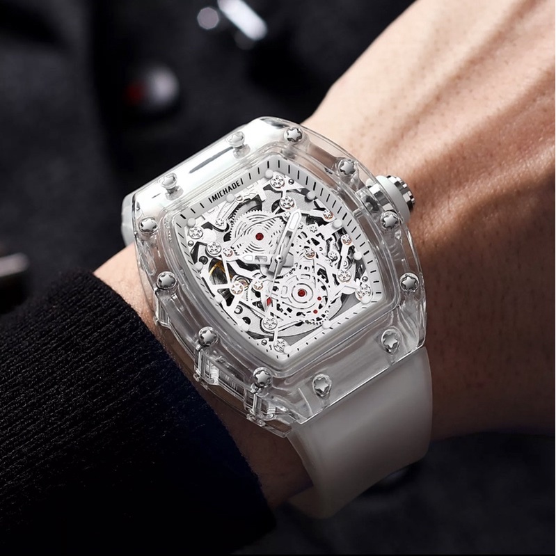 Original Jam Tangan Homage RM Transparan Mekanik Otomatis Premium Kekinian