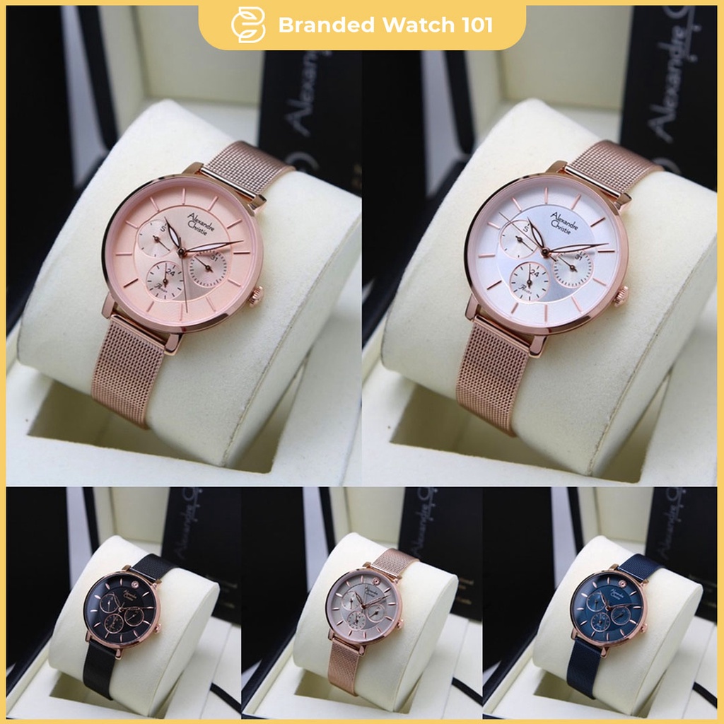 ORIGINAL Jam Tangan Wanita Alexandre Christie AC 2959 / AC2959 / 2959 / AC 2870 / AC2870 / 2870 / AC 2A38 / AC2A38 / 2A38 / AC 2A55 / AC2A55 / 2A55 Garansi Resmi 1 Tahun, Stainless Rantai Pasir