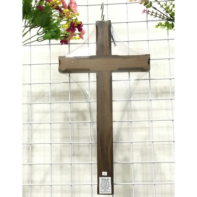 Pajangan Salib Dinding Gantung Kristen Rohani Premium Kayu Jati Ukir