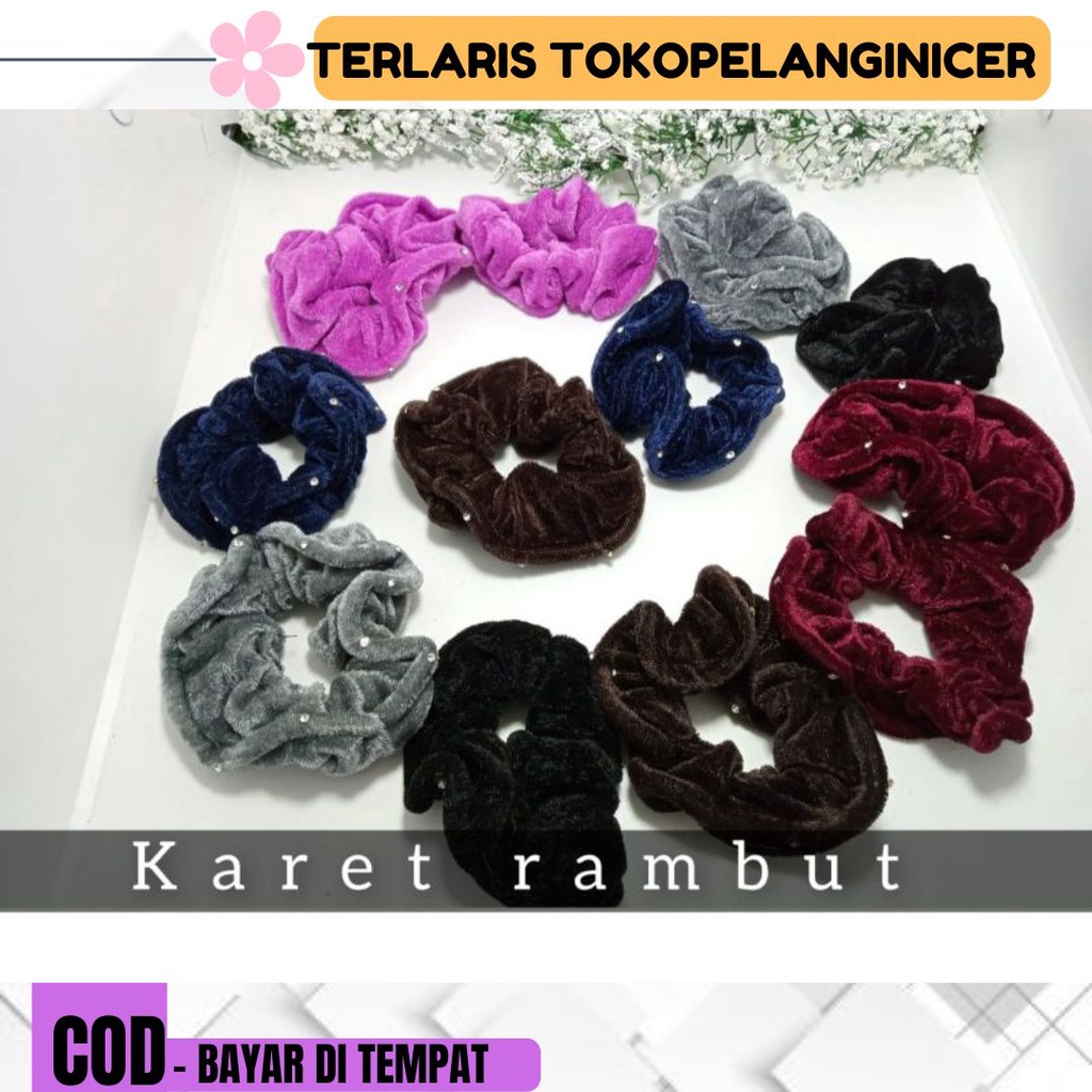 IKat Rambut Korea BELUDRU- Kunciran rambut Baldu - Kucir Ikat rambut Cepol Korea Beludru Polos