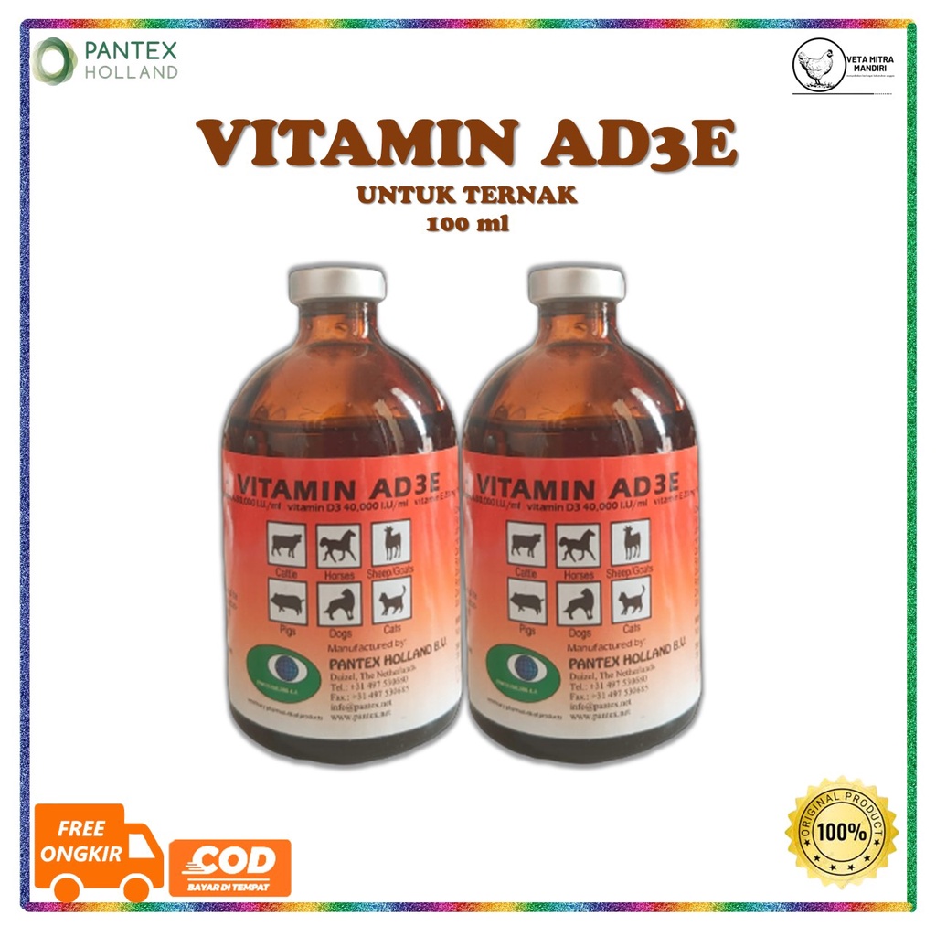 PANTEX - VITAMIN AD3E untuk Sapi, Kuda, Babi, Kambing, dan Domba