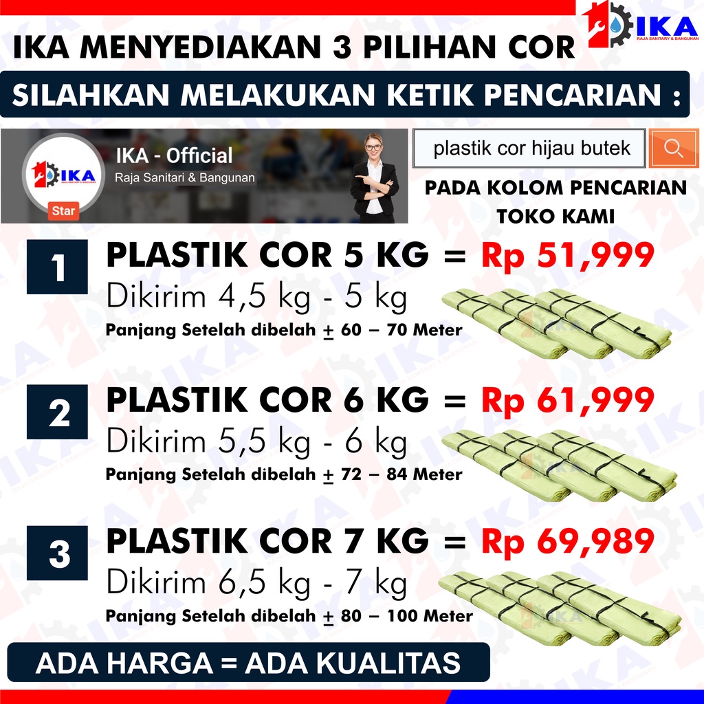 PLASTIK COR HIJAU BUTEK - + 5 KILOGRAM TERMURAH TEBAL / SARUNG PENUTUP
