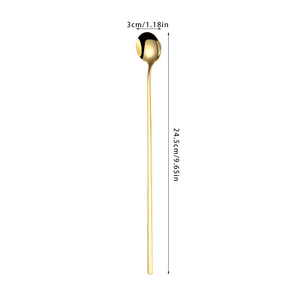 6/-piece Stainless Long/-Handed Small Round Spoon Coffee Stirring Sendok Teh Panjang Rumah Tangga/-Handed Spoon Kitchen Tableware