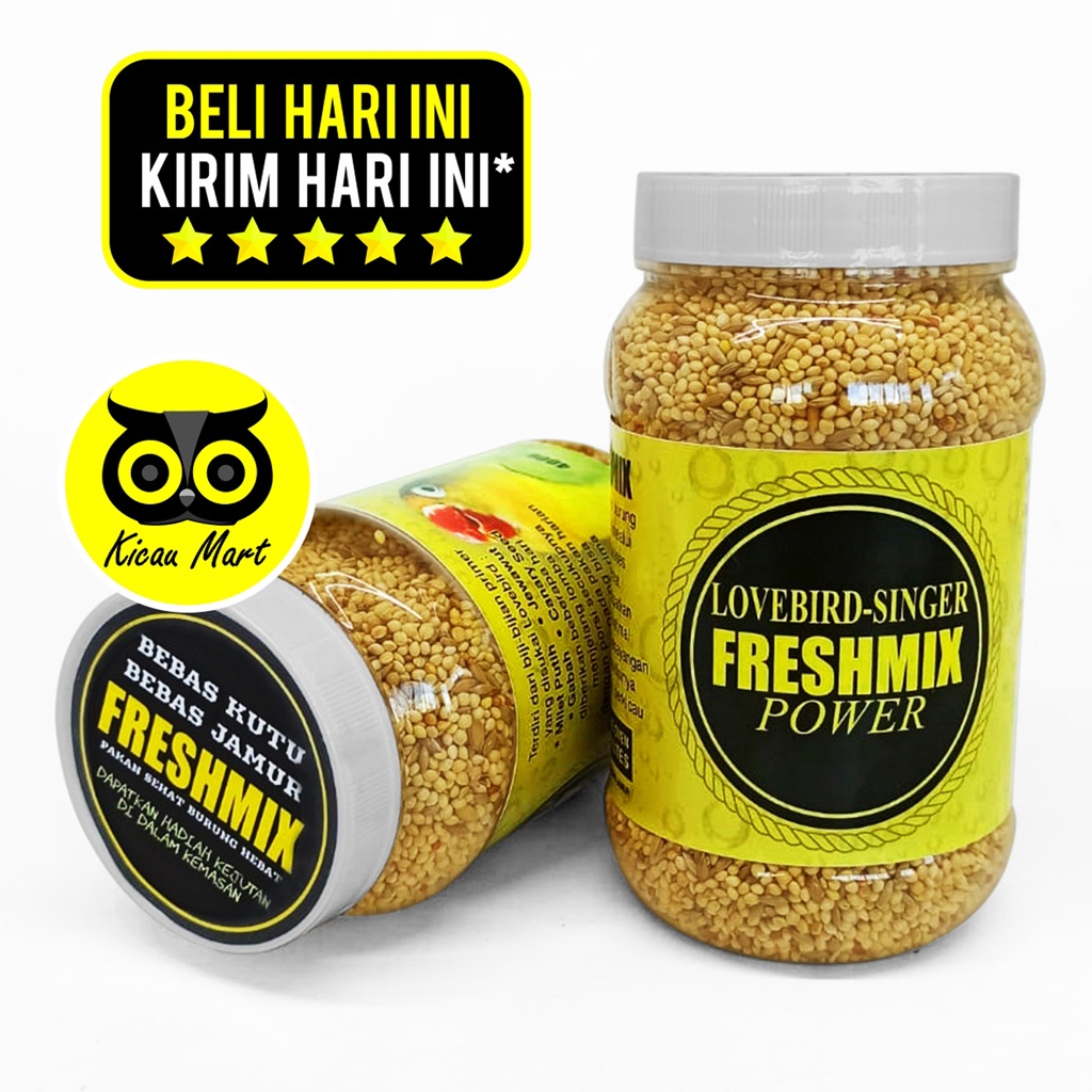 PAKAN MAKANAN LOMBA BURUNG LOVEBIRD SINGER FRESH MIX FRESHMIX POWER KEMASAN BOTOL 400 GRAM FPOWER