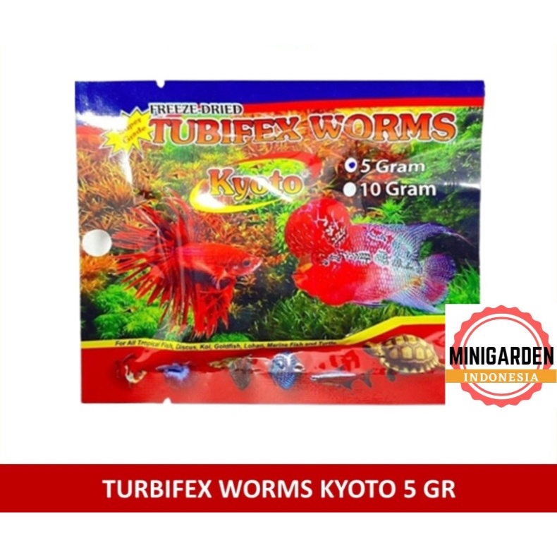 TUBIFEX WORMS 5 GRAM KYOTO CACING SUTERA KERING SUTRA BEKU PAKAN IKAN