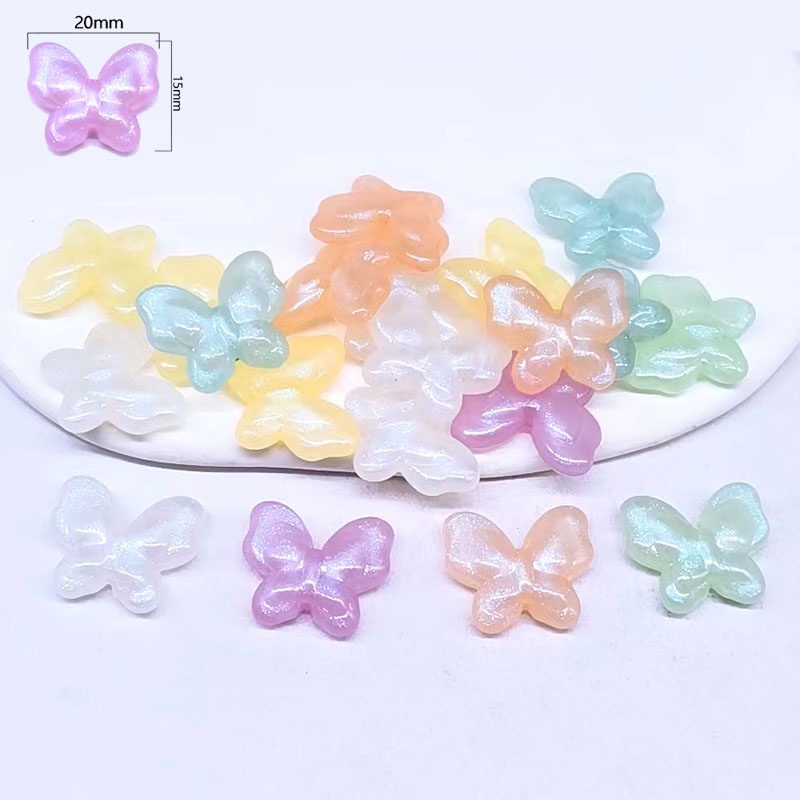 10pcs Manik-Manik Bentuk Butterfly Flower Bear Bahan Akrilik Handmade DIY Untuk Aksesoris Perhiasan