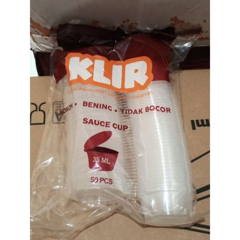 Sauce Container KLIR 25ml 35ml / Tempat Cup Saos Sambal Klir Anti Pecah Dan Bening Isi 50pcs