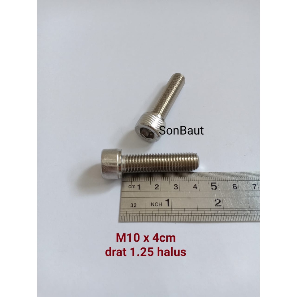 Baut L 14 4cm 10x40 Anti karat stainless steel Drat halus m10x40