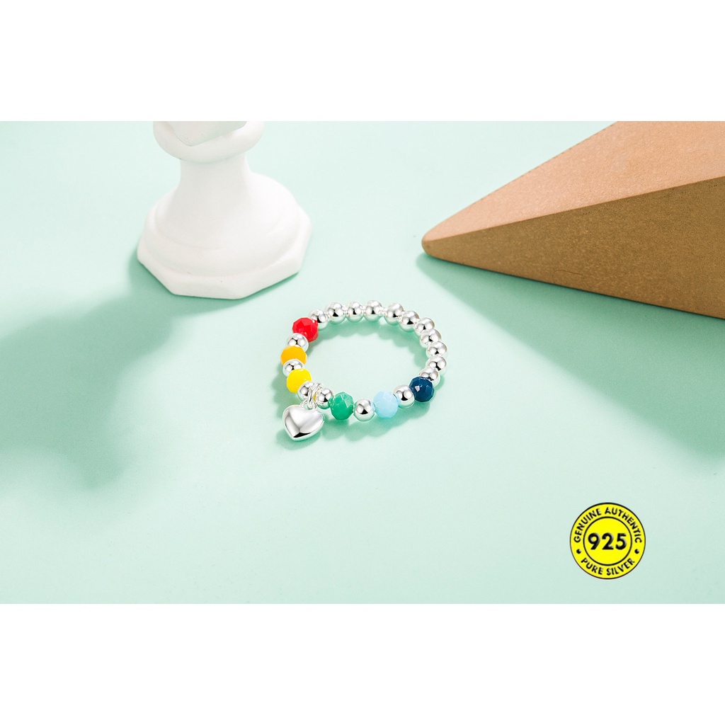 Cincin Desain Smiley Face Warna Pelangi Untuk Wanita U1149