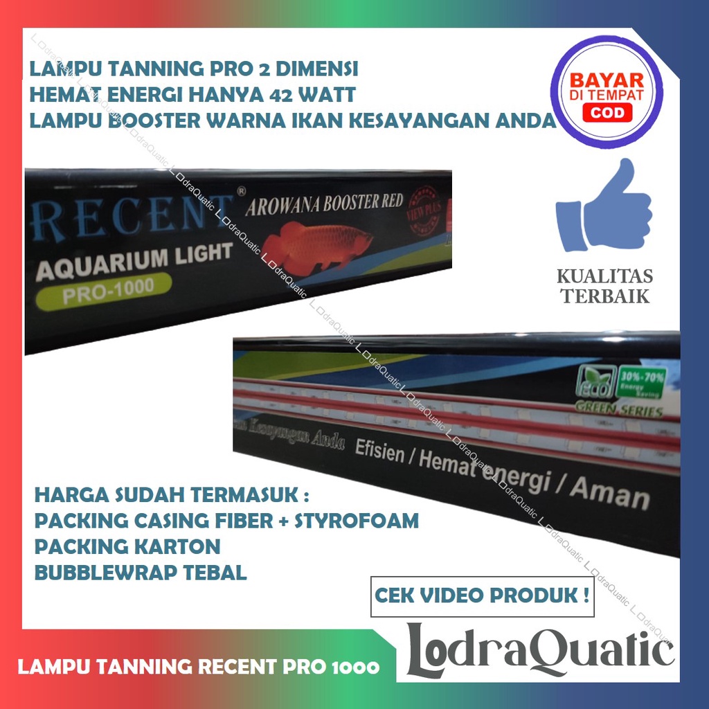 GARANSI ! LAMPU TANNING RECENT PRO VIEW UKURAN 60 CM-1500 CM 2 DIMENSI LAMPU TANNING ARWANA LAMPU TANNING MURAHPRO RED DAY AND NIGHT LAMPU LED TANNING ARWANA SUPER RED LAMPU TANNING LOUHAN CHANNA