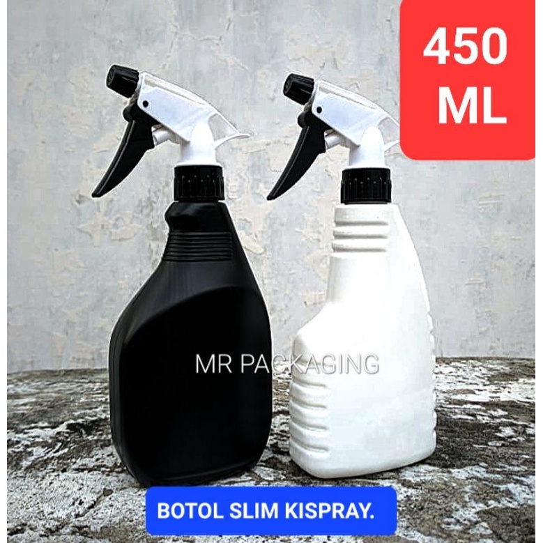 Botol Kosong 450ml Kispray | Botol isi ulang parfum laundry londry | wadah oli cairan pembersih | Botol PET plastik | botol kispray hitam putih