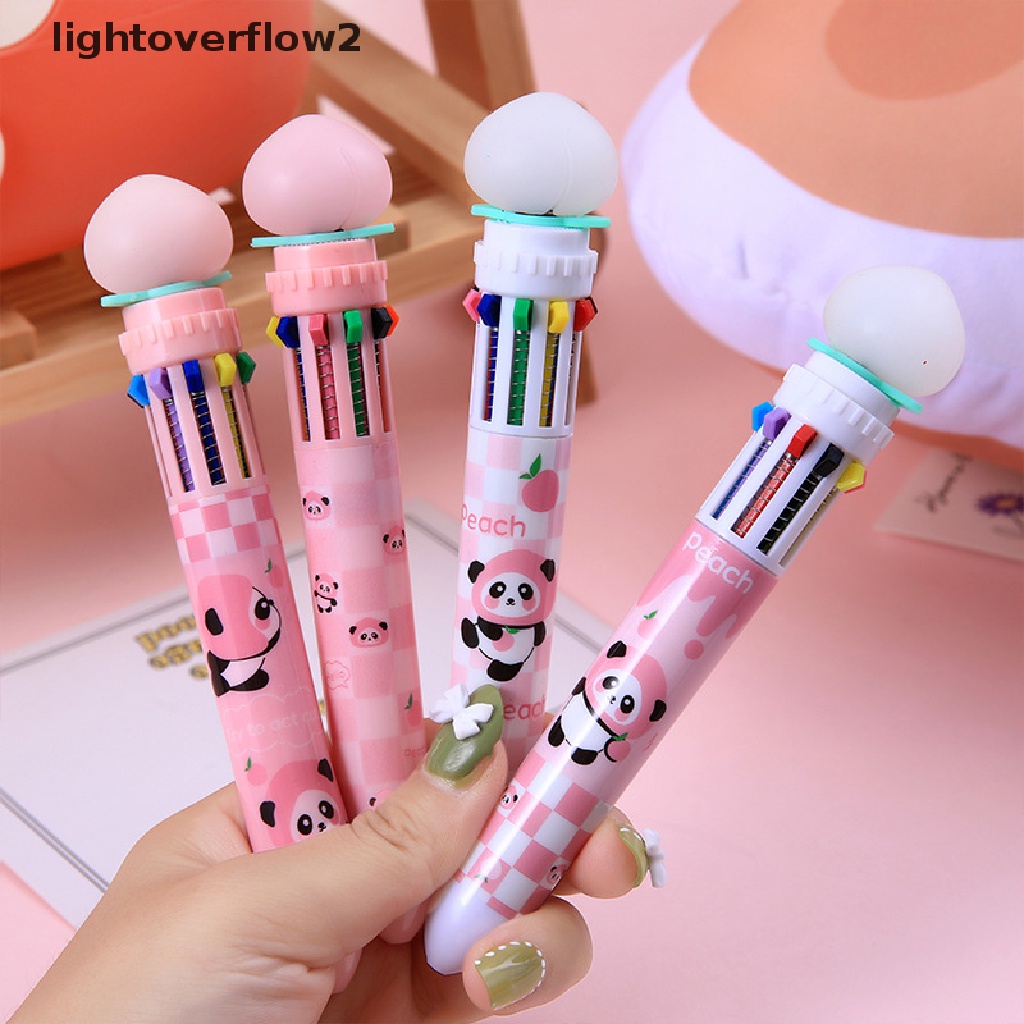 (lightoverflow2) Pulpen 10 Warna Dengan Hiasan Panda Untuk Sekolah / Kantor