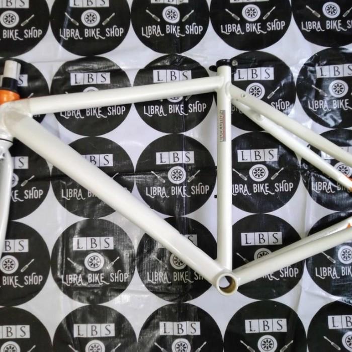 Frame Satu Set Frame Fork Fixie United Evolution Gen 2 Alloy 7005 Putih
