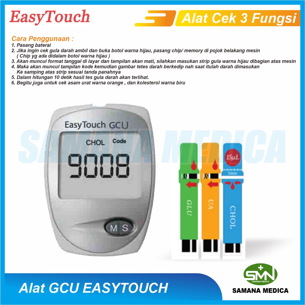 Easytouch Alat Tes Gula Darah, Kolesterol, Asam Urat 3 in 1 Multicheck Easy Touch GCU