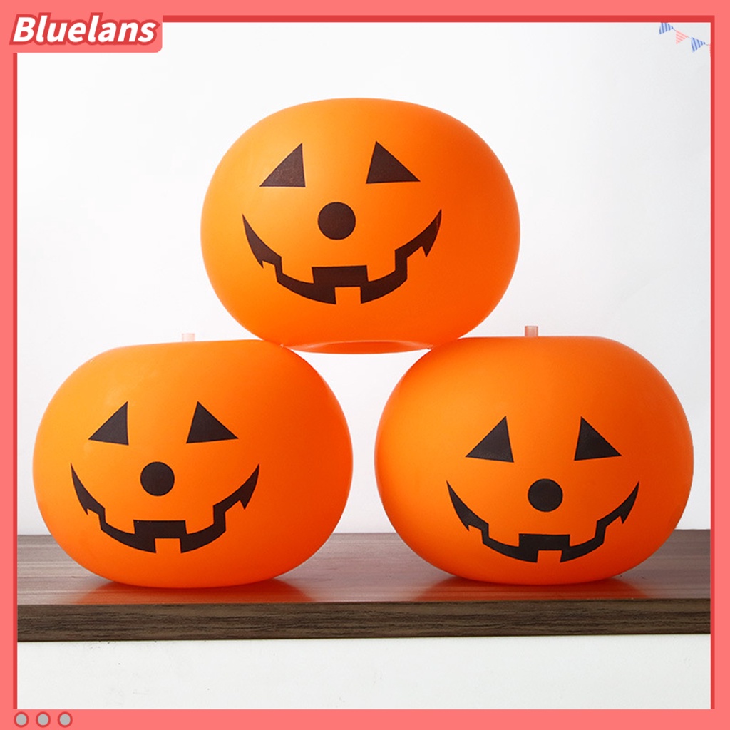 20pcs Ornamen Balon Elastis Bentuk Labu Halloween Dengan Lampu LED Untuk Rumah