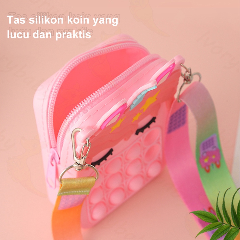 Ivorybaby Tas anak pop it jelly Tas pop it Selempang bag Dompet anak Karakter Pop it lucu