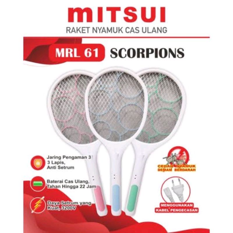RAKET NYAMUK MITSUI PEMBASMI NYAMUK LISTRIK MITSUI SCORPION