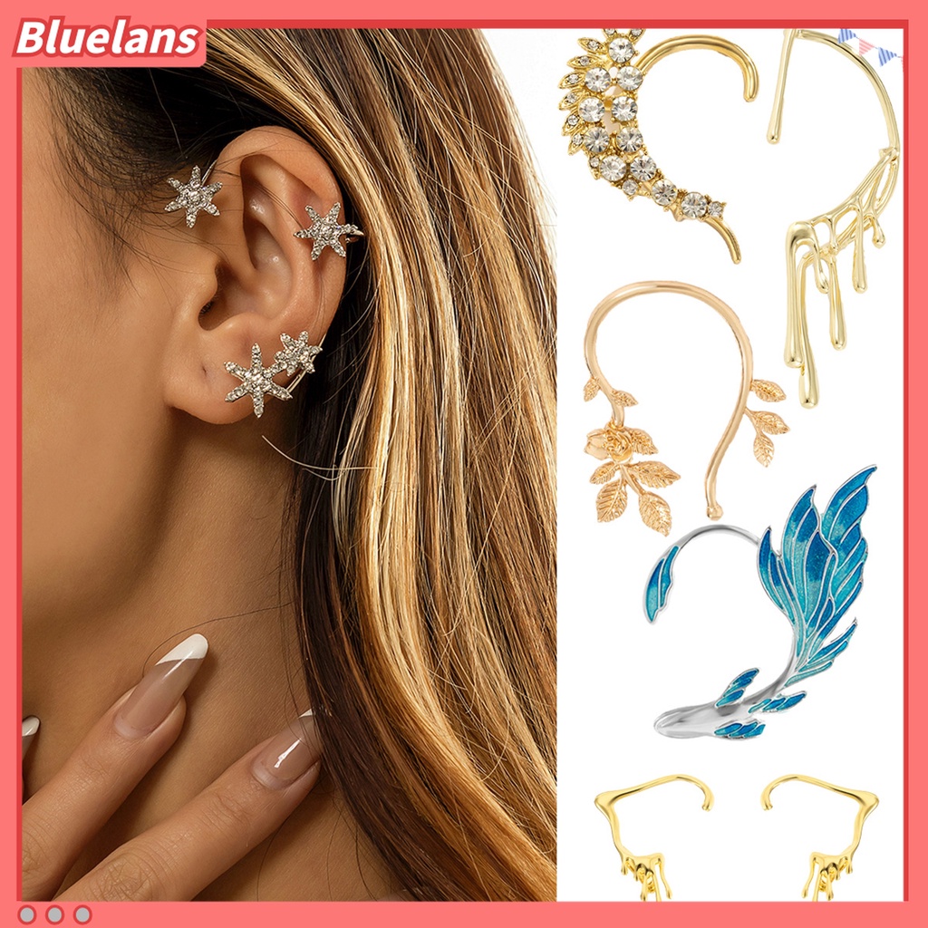 Anting Tindik Desain Ekor Ikan 3D Bahan Alloy Warna Biru Untuk Hadiah Ulang Tahun