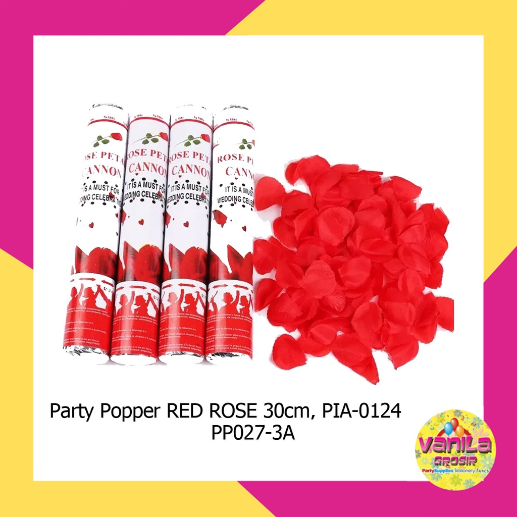 Party Popper Rose Uk 30, 40, 50, party popper mawar, confetti kelopak bunga, popper perayaan pesta