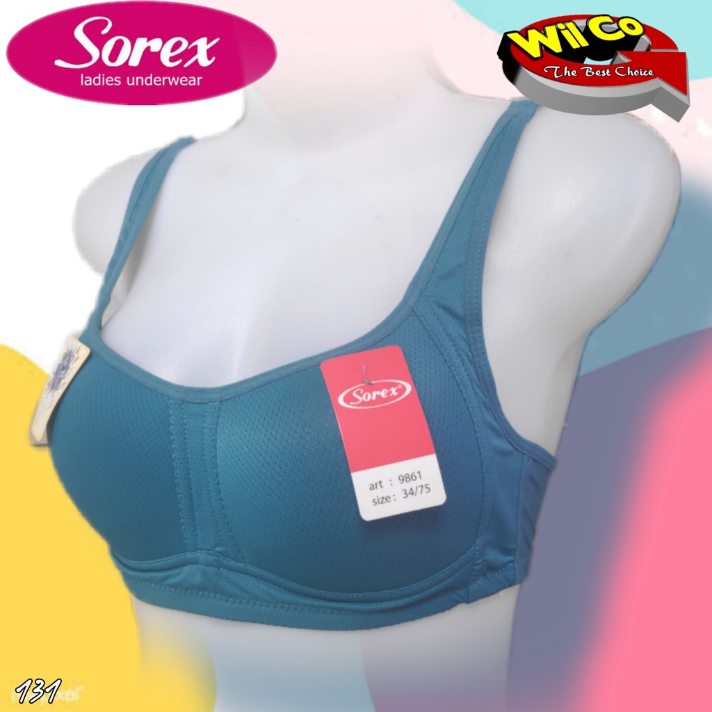 K131 - BRA/BH WANITA SOREX TANPA KAWAT BUSA TIPIS TIGA PENGAT SIZE 34 - 40