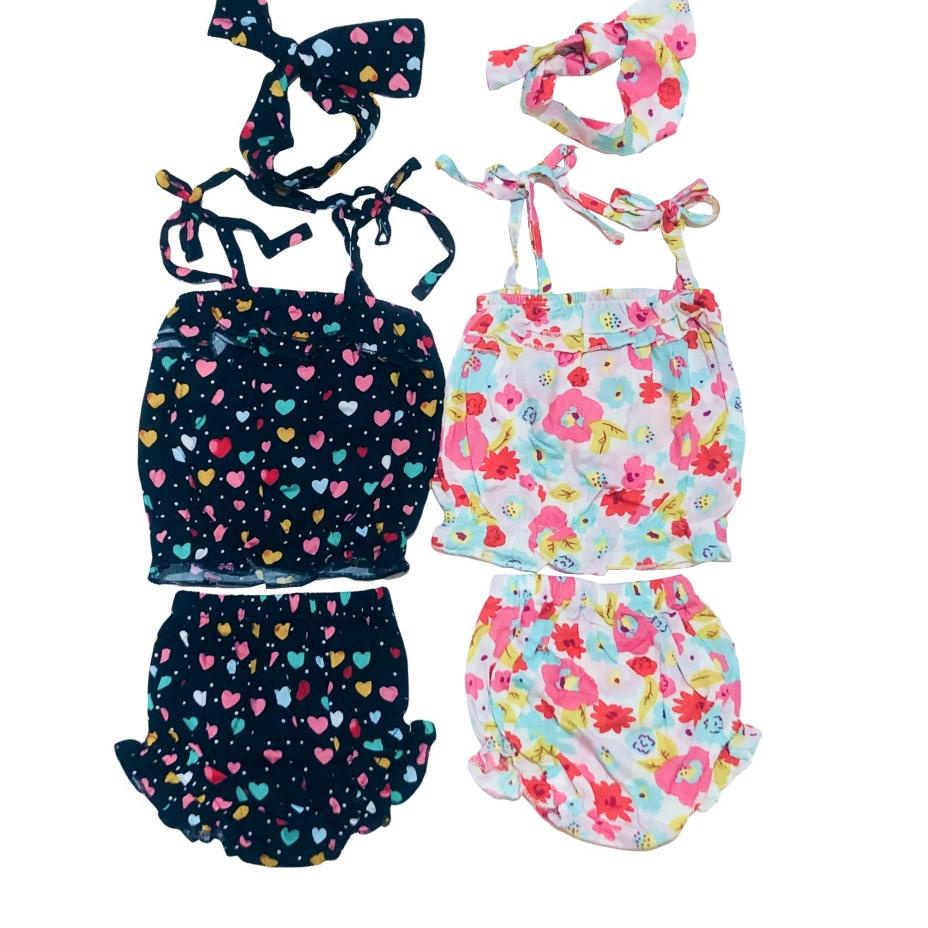 ATIFA 6-18 BULAN SETELAN BAYI PEREMPUAN DRESS TALI KATUN RAYON LITTLE KODA by Uwais Grosir [MGL.18Oc