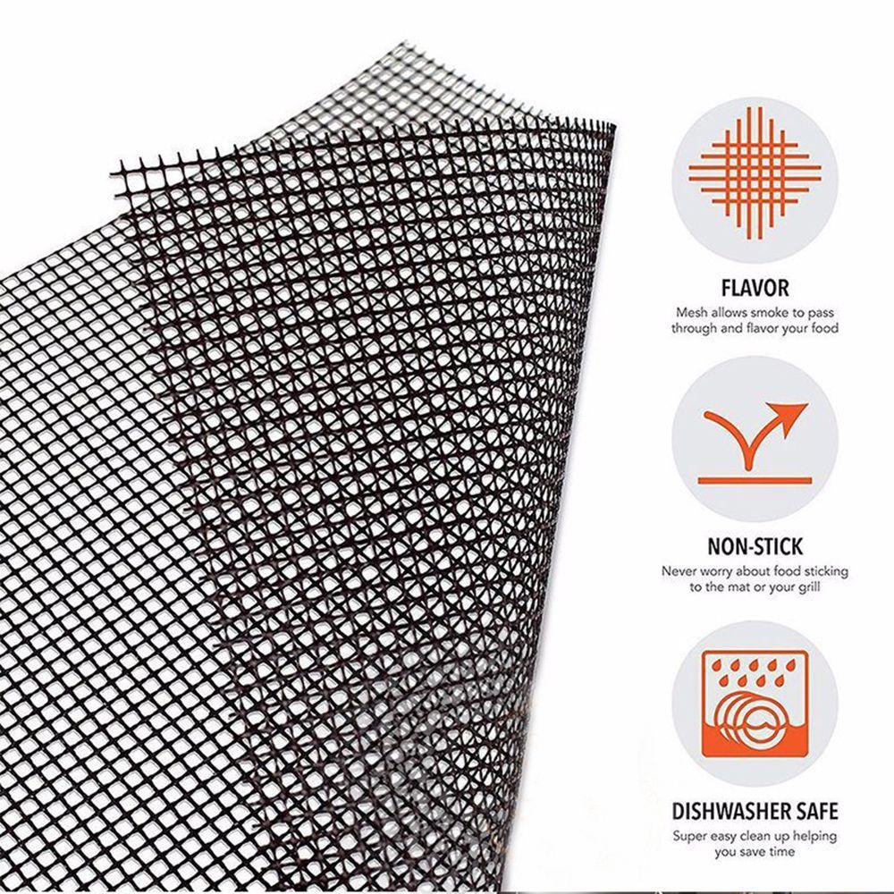 Nickolas1 Aksesoris BBQ Anti Lengket Untuk Kegiatan Luar Ruangan Reusable High Security Tahan Panas BBQ Grill Mesh Mat Alas Memanggang