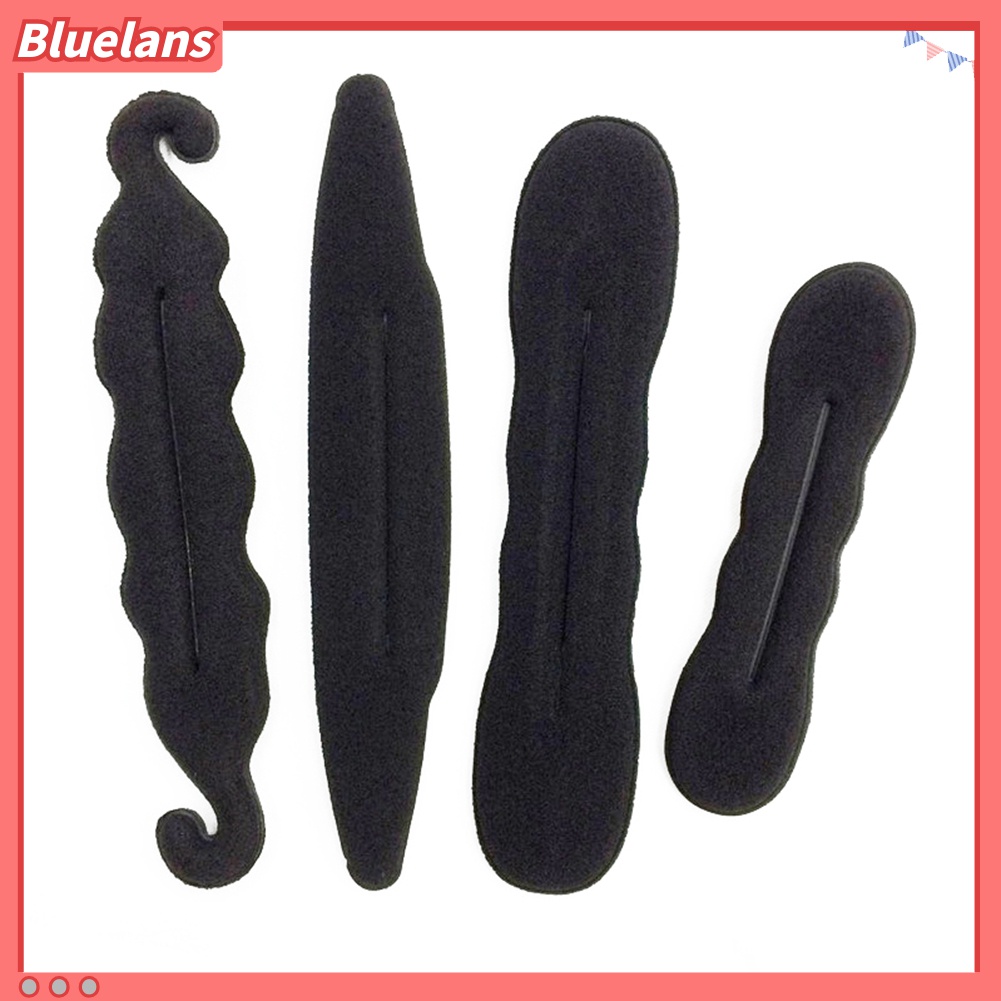 Bluelans 4Pcs / Set Alat Bantu Pembuat Sanggul Bun Donat Bahan Busa Untuk Aksesoris Rambut Wanita