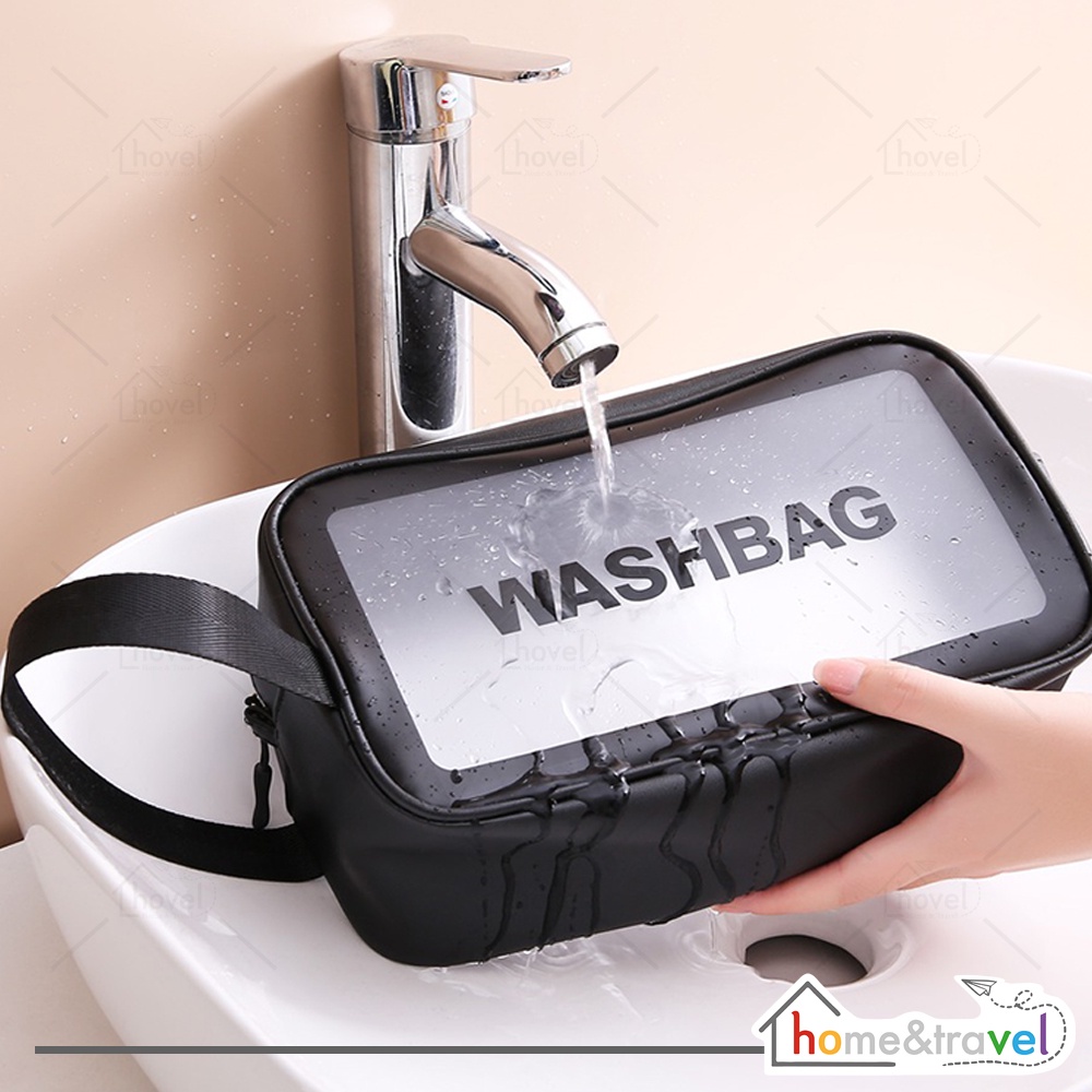 HOVELSHOP Tas Kosmetik Transparan Travel Troiletry Washbag Make Up Pouch Waterproof