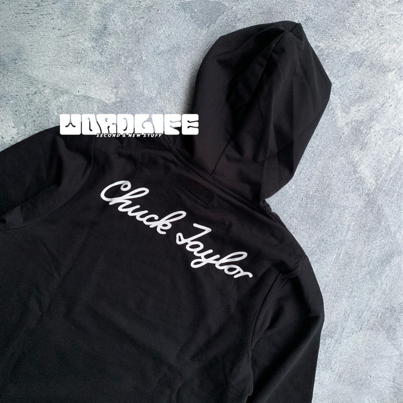 Hoodie Converse chuck taylor black & Chevron logo grey