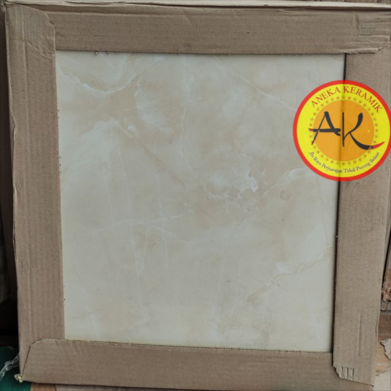 Keramik Lantai Ruangan Motif Marmer Glossy Kilap 40x40 Dover Beige