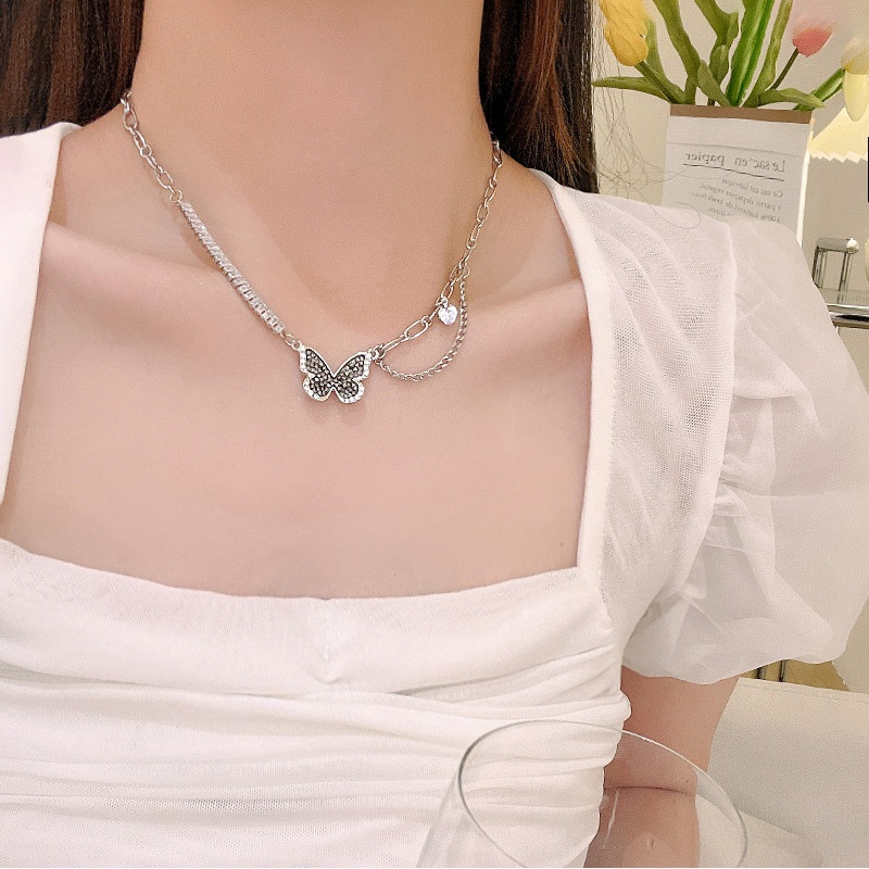 Kalung Choker Zircon Hitam Bahan Titanium Untuk Wanita