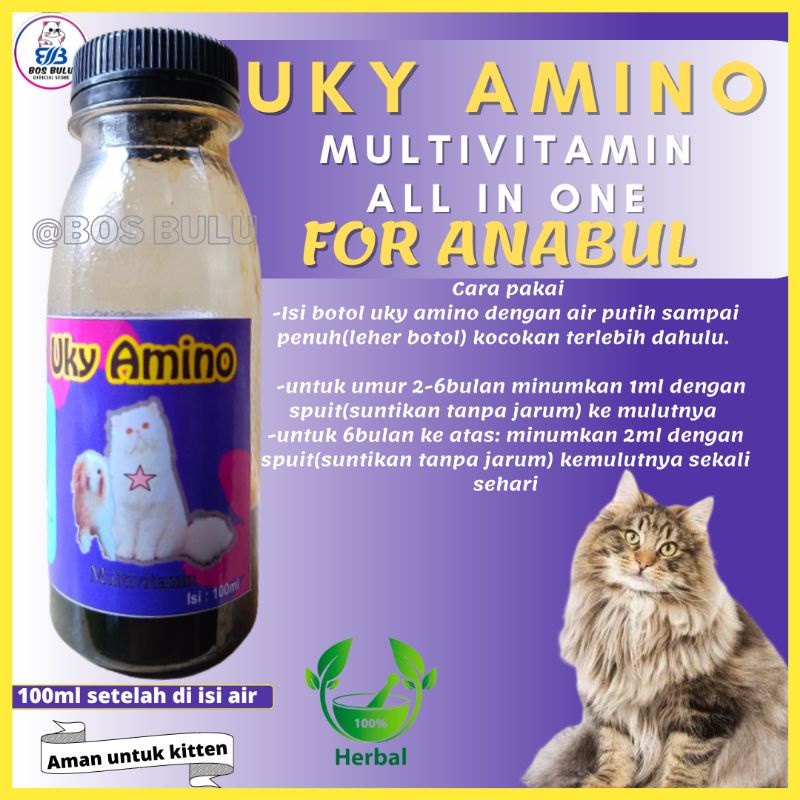 Uky amino vitamin kucing gemuk dan bulu rontok lebat nafsu makan daya tahan tubuh 100ml