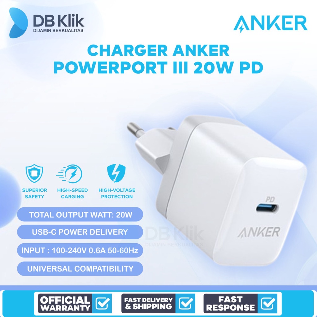 Charger Anker PowerPort III 20W PD USB C (A2631G21) - Anker Power Port