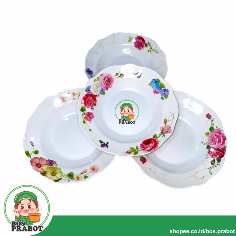 PIRING MAKAN MELAMIN 9 INCH 6 PCS / PIRING MAKAN MELAMIN MOTIF / PIRING MAKAN MELAMIN 23CM