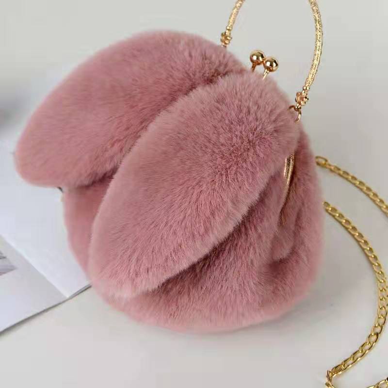 TAS TELINGA KELINCI SELEMPANG BULU WANITA KOREA WANITA LUCU GEMOY RABBIT EAR CUTE BAG Tas Lembut Lucu Korean Style Tas Selempang Wanita Handbag Cute Imut Rabbit Ear