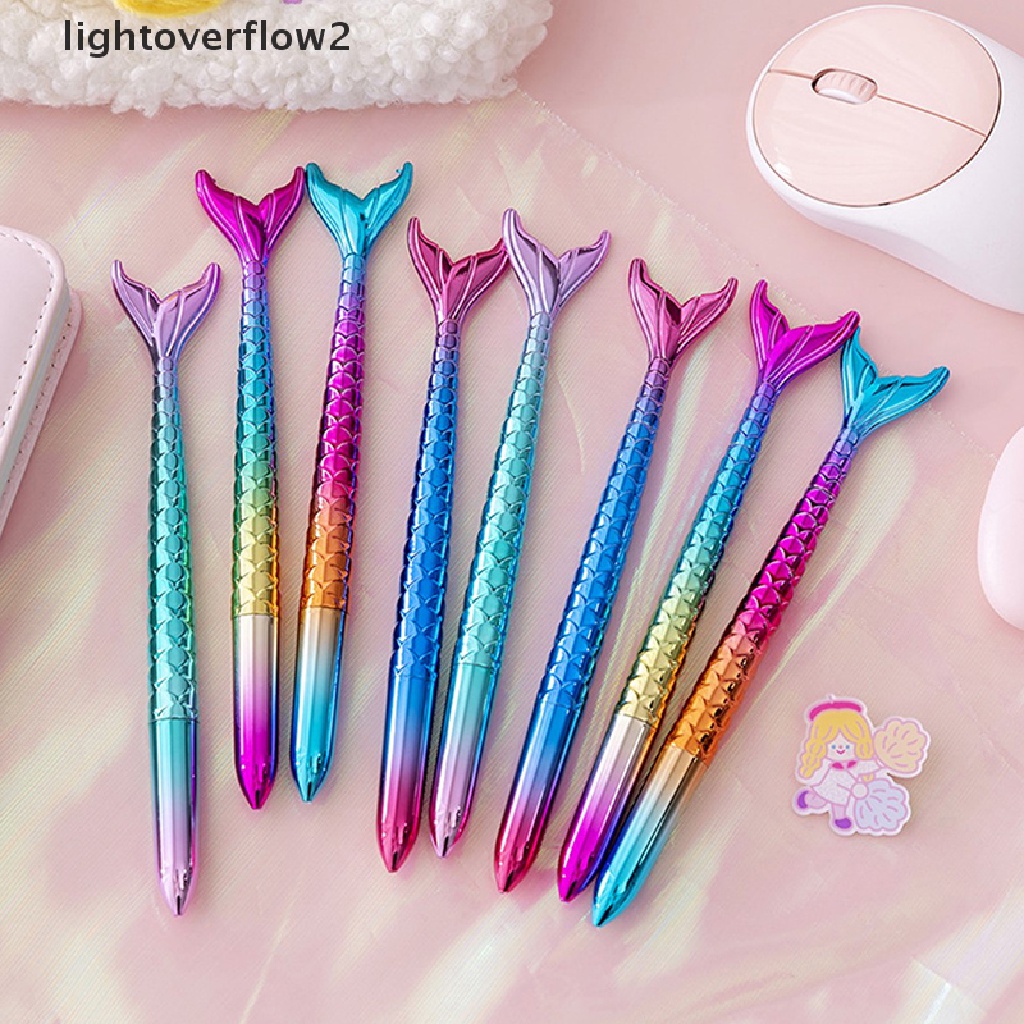 (lightoverflow2) Pulpen Gel 0.5mm Tinta Hitam Dengan Hiasan Ekor Mermaid Untuk Anak-Anak